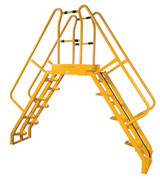 Vestil Steel Alternating Crossover Ladder 16 Step - 56 Degrees 106 In. x 103 In. 350 lb - Yellow