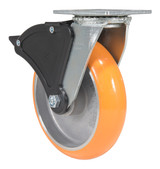 Vestil Polyurethane Swivel With Total Brake Caster - 8 In. Diameter x 2 In. Width 1250 lb - Butterscotch/Silver