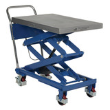 Vestil Steel Linear Elevating Double Scissor Cart - 23-5/8 In. x 35-1/2 In. 400 lb - Blue/Silver