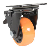 Vestil Polyurethane Swivel With Total Brake Caster - 4 In. Diameter x 2 In. Width 594 lb - Orange/Black