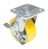 Vestil Polyurethane Swivel With Brake Caster - 5 In. Diameter x 2 In. Width 595 lb - Yellow/Gray
