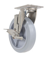 Vestil Thermoplastic Rubber Swivel With Brake Caster - 8 In. Diameter x 2 In. Width 675 lb - Gray