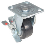 Vestil Rubber Swivel With Brake Caster - 4 In. Diameter x 2 In. Width 551 lb - Black/Gray