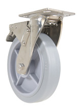 Vestil Thermoplastic Rubber Swivel With Total Brake Caster - 8 In. Diameter x 2 In. Width 675 lb - Gray