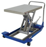 Vestil Partially Stainless Steel Foot Pump Scissor Cart - 36 In. x 24 In. 1000 lb - Blue/Silver