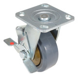 Vestil Rubber Swivel With Brake Caster - 5 In. Diameter x 2 In. Width 661 lb Dark - Gray/Gold