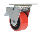 Vestil Polyurethane Swivel With Total Brake Caster - 4 In. Diameter x 2 In. Width 792 lb - Red/Black
