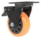 Vestil Polyurethane Swivel With Total Brake Caster - 5 In. Diameter x 2 In. Width 726 lb - Orange/Black