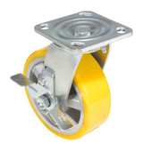 Vestil Polyurethane Swivel With Brake Caster - 6 In. Diameter x 2 In. Width 661 lb - Yellow/Gray