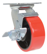 Vestil Polyurethane Swivel With Brake Caster - 5 In. Diameter x 2 In. Width 990 lb - Red/Black