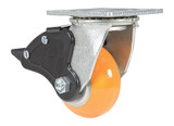 Vestil Polyurethane Swivel With Total Brake Caster - 4 In. Diameter x 2 In. Width 1000 lb - Butterscotch/Silver
