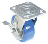 Vestil Polyurethane Precision Ball Bearing Swivel With Brake Caster - 5 In. Diameter x 2 In. Width 617 lb - Blue/Gray