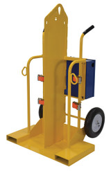 Vestil Steel Welding Cylinder Torch Cart - 34-9/16 In. x 40-1/4 In. x 66-3/8 In. 500 lb - Yellow