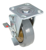 Vestil Rubber Swivel With Brake Caster - 6 In. Diameter x 2 In. Width 771 lb Dark - Gray/Gold