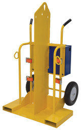 Vestil Steel Welding Cylinder Torch Cart with Foam Filled Wheels - 34-3/8 In. x 40-1/4 In. x 66-3/8 In. 500 lb - Yellow