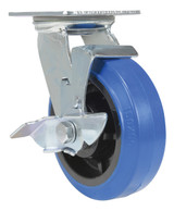 Vestil Elastic Rubber Swivel With Brake Caster - 6 In. Diameter x 2 In. Width 770 lb - Blue/Black