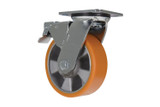 Vestil Polyurethane Swivel With Total Brake Caster - 6 In. Diameter x 2 In. Width 1210 lb - Orange/Silver