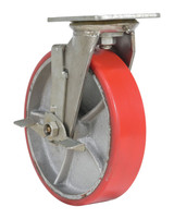 Vestil Polyurethane Swivel With Brake Caster - 8 In. Diameter x 2 In. Width 771 lb - Red