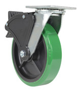 Vestil Polyurethane Swivel With Total Brake Caster - 8 In. Diameter x 2 In. Width 1000 lb - Green/Black