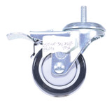 Vestil Polyurethane/Polyolefin Swivel Caster with Lock - 3 Inch Diameter x 1-1/4 Inch Width 300 lb - Black/Gray