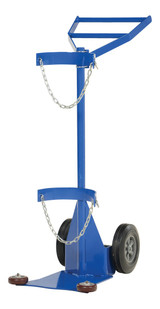 Vestil Steel Portable Deluxe Cylinder Lifter with Hard Rubber Wheels - 26-15/16 In. x 19 In. x 51-3/8 In. 500 lb - Blue