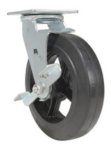 Vestil Rubber Swivel With Brake Caster - 8 In. Diameter x 2 In. Width 660 lb - Black