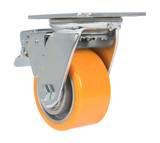 Vestil Polyurethane Swivel With Total Brake Caster - 4 In. Diameter x 2 In. Width 660 lb - Orange/Gray