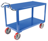 Vestil Steel - 24 In. x 48 In. Platform Ergo Handle Cart with Poly Casters 3600 lb - Blue