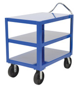 Vestil Steel - 24 In. x 36 In. Platform Heavy Duty 3 Shelf Ergo Handle Cart with GFN Casters 4000 lb - Blue