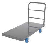 Vestil Steel Smooth Deck Platform Truck with - 6 In. x 2 In. Poly Casters 45 In. x 45 In. x 39 In. 2500 lb - Silver/Blue