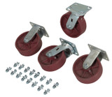 Vestil Ductile Steel Caster Kit - 6 In. x 2 In. 8000 lb - Maroon
