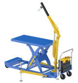 Vestil Steel Portable Lift Table - 115 Volt 1 Phase 30 In. x 60 In. With 2K lb Attached Hoist - Blue