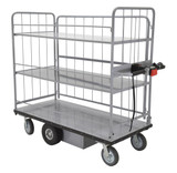 Vestil Steel Electric Material Handling Cart with Sides - 2 Shelves 28 In. x 60 In. 500 lb - Gray