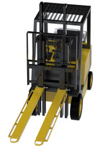 Vestil Steel Pin Style Fork Extensions with Load Rails - 5 In. X 84 In. 4,000 lb - Yellow