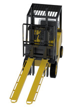 Vestil Steel Pin Style Fork Extensions with Load Rails - 6 In. X 96 In. 4,000 lb - Yellow