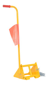 Vestil Fabricated Steel Wheel Chock With Ergonomic Handle and Flag - Yellow