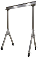 Vestil Aluminum Fixed Gantry Crane with Glass Filled Nylon Locking Casters - 15 Ft. x 10 Ft. 2000 lb - Silver