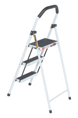 Vestil Steel Household Steel Fold Up Step Ladder - 3 Step 225 lb - White