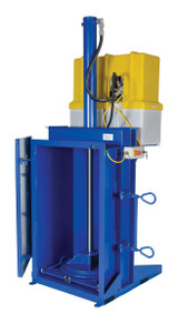 Vestil Steel Hydraulic Drum Crusher and Compactor - 460 Volt Three Phase 38,000 lbs Crushing Force - Blue