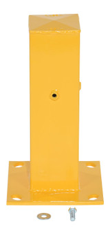 Vestil Steel Bolt On Tubular Guard Rail Post - 2 Ribbed 18 In. Length - Yellow