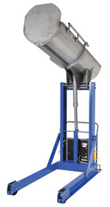 Vestil Stainless Steel Portable Hydraulic Drum Dumper - 60 In. Dump Height 750 lb - Blue/Silver