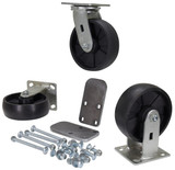 Vestil Glass Filled Nylon Caster Kit - 6 In. x 2 In. 3,600 lb - Black