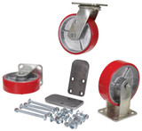 Vestil Poly On Steel Caster Kit - 6 In. x 2 In. 3,600 lb - Red