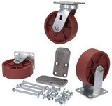 Vestil Ductile Steel Caster Kit - 6 In. x 2 In. 6,000 lb - Maroon