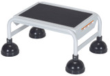 Vestil Steel Commercial Spring Loaded Ladder - 1 Step 16 In. Wide with Anti-Slip Rubber Mat 300 lb - White