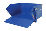 Vestil Steel Light Duty Self Dumping Hopper with Fold Down Front - 1 Cubic Yard 2000 lb - Blue