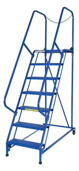 Vestil Steel Maintenance Ladder - 58 Degree 7 Perforated 24 In. Step Width 350 lb - Blue
