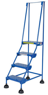 Vestil Steel Commercial Spring Loaded Ladders - 58 Degree 4 Perforated 16 In. Step Width 300 lb - Blue