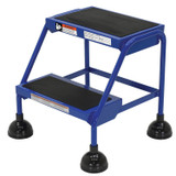 Vestil Steel Commercial Spring Loaded Ladder - 2 Steps 16 In. Wide 58 Degree with Anti-Slip Rubber Mats 300 lb - Blue