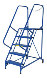 Vestil Steel Maintenance Ladder - 58 Degree 5 Perforated 24 In. Step Width 350 lb - Blue